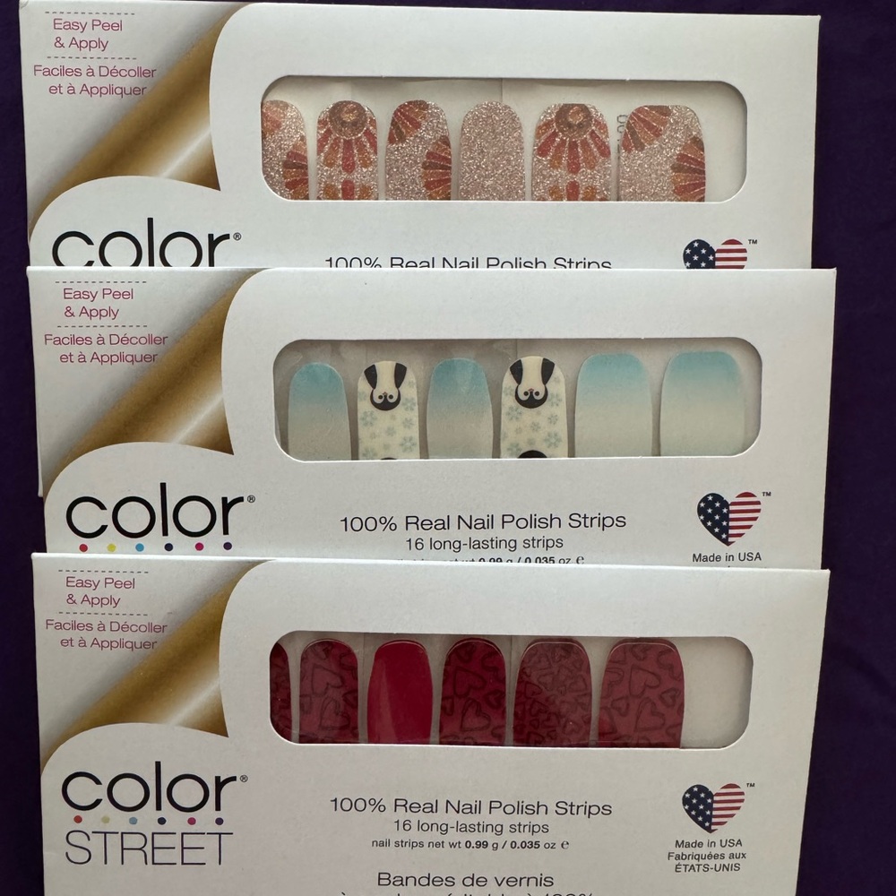 Color Street Nail Strips - Red, Gold, Blue Designs
